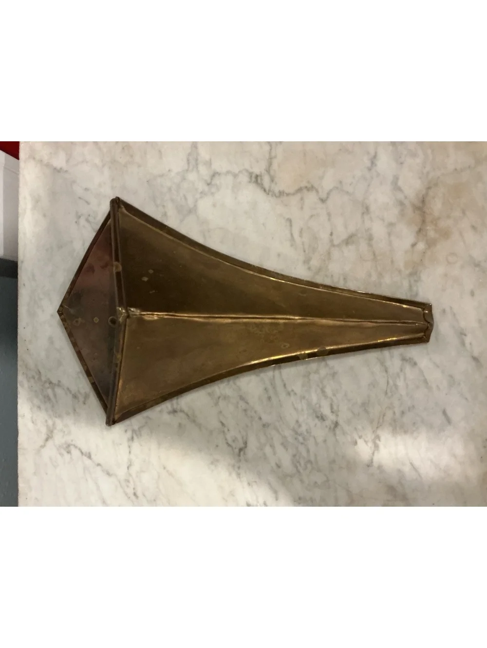 Vintage Brass Geometric Wall Pocket Vase Art Deco